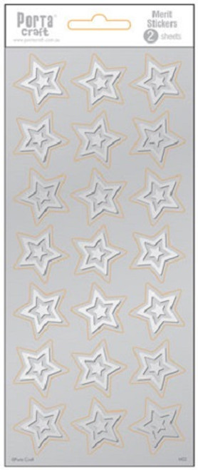 Merit Stickers Foil Embossed Silver Stars 2 Sheets (Product # 136164)