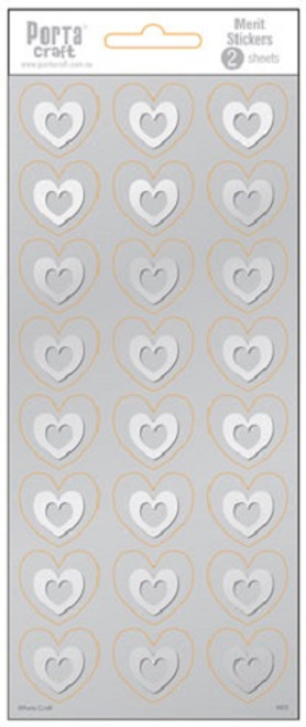 Merit Stickers Foil Embossed Silver Hearts 2 Sheets (Product # 136171)