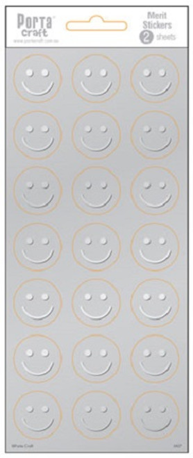 Merit Stickers Foil Embossed Silver Smiley Faces 2 Sheets (Product # 136188)
