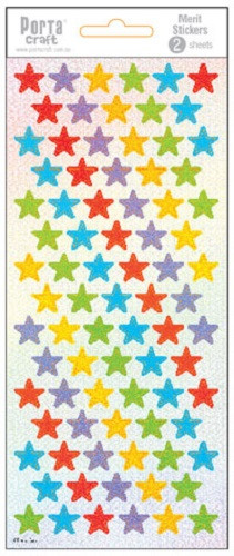 Merit Stickers Laser Holographic Stars 2 Sheets (Product # 136225)