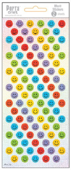 Merit Stickers Laser Holographic Smiley 2 Sheets (Product # 136232)