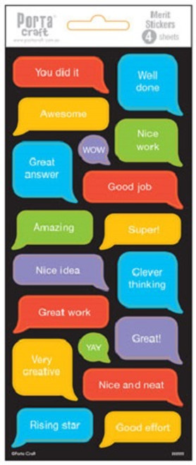 Merit Label Stickers Fluro Speech Bubble 4 Sheets (Product # 136355)