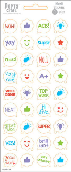 Merit Label Stickers Well Done Reward 4 Sheets (Product # 136393)