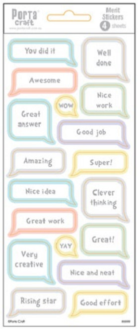 Merit Label Stickers Pastel Speech Bubble 4 Sheets (Product # 136416)
