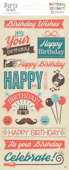 Sticker Sheets #3 Birthday (Design D) 4 Sheets (Product # 128152.03D)