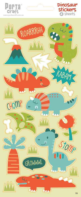 Sticker Sheets #6 Dinosaur (Design C) 4 Sheets (Product # 128152.06C)