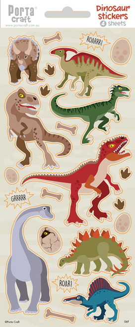 Sticker Sheets #6 Dinosaur (Design F) 4 Sheets (Product # 128152.06F)