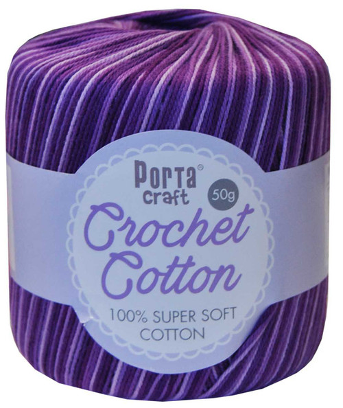 Crochet Cotton 50g 145m 3ply Multi Purple (Product # 156841)