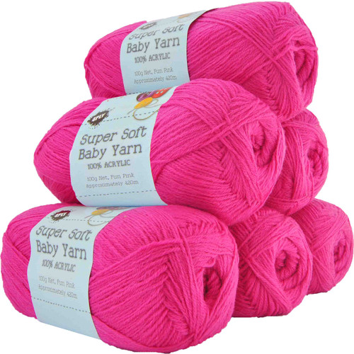Super Soft Baby Acryl Yarn 420m 4ply Fun Pink  (Product # 142332)