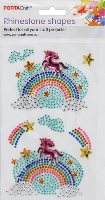 Rhinestone Decal Unicorn Rainbows 7pk 1 Sheet (Product # 156919)