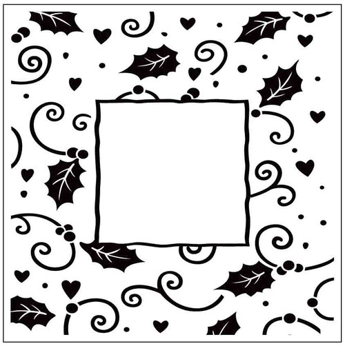 Embossing Folder Square Xmas Holly Frame (Product # 126325)