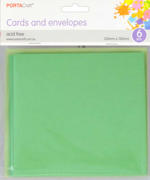 Cards & Envelopes SQ 13cm 6pk Mint Green (Product # 129807)