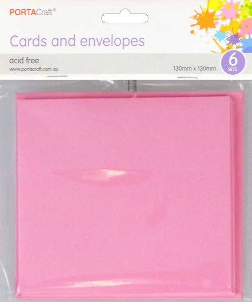 Cards & Envelopes SQ 13cm 6pk Hot Pink (Product # 116326)