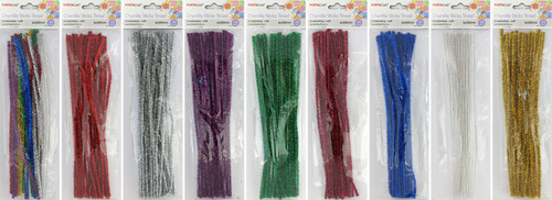 Chenille Stems Tinsel 6mm 24pc 9 Asst (Product # 077832)