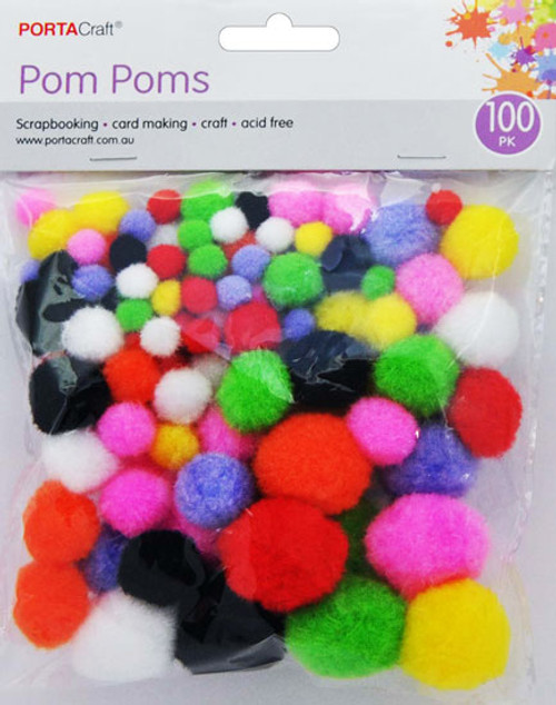 Pom Poms 100pk Multi Colour Multi Sizes (Product # 139264)