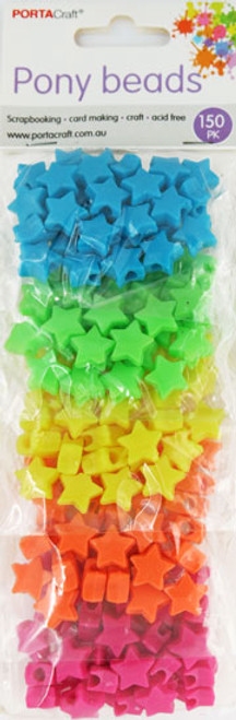 Beads 150pc 5 Bag Stars Solid Multicolour (Product # 168189)