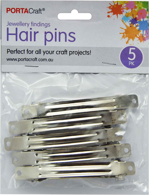 Jewellery Findings Hair Barrette Clips  5pk Silver (Product # 128831)