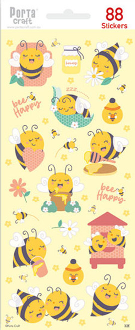 Sticker Sheets #032 Bees (Design E) 1 Sheet (Product # 128152.32E)