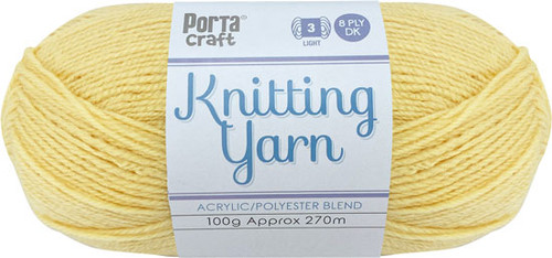 Knitting Yarn 100g 270m 8ply Solid Custard (Product # 189498)