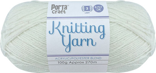 Knitting Yarn 100g 270m 8ply Pure White (Product # 189016)