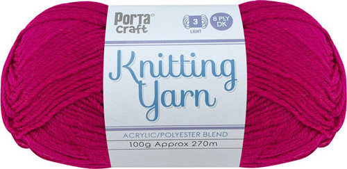 Knitting Yarn 100g 270m 8ply Solid Fuchsia (Product # 189115)