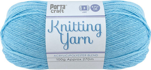 Knitting Yarn 100g 270m 8ply Solid Sky Blue (Product # 189313)