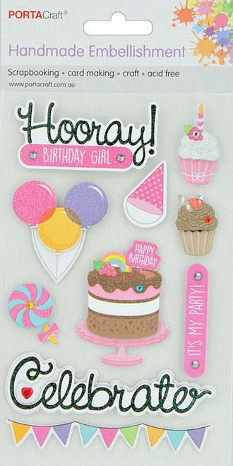 Handmade Glitter Embellishment Birthday Girl (Product # 140994)