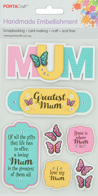 Handmade Glitter Embellishment Greatest Mum (Product # 141083)