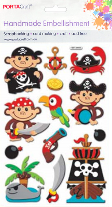 Handmade Foil Embellishment Pirate Monkey Whale (Product # 084465.10F)