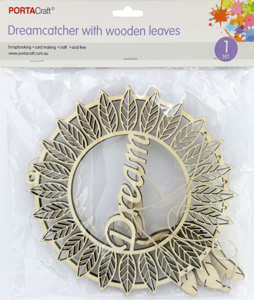 Dreamcatcher Wooden 21cm With Leaves (Product # 161784)