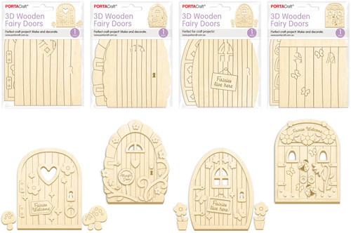 Fairy Door Wooden 3D 4 Assorted (Random Picked) Designs (Product # 172902)