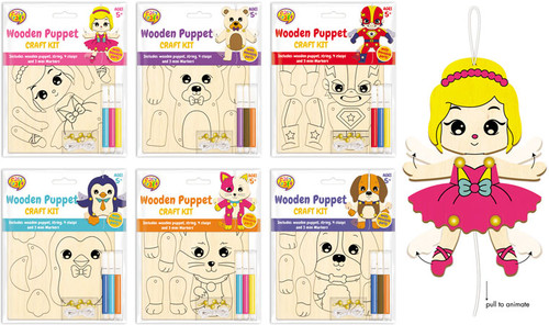 Colour In Wooden Puppet Kit 6 Assorted (Random Picked) Designs (Product # 177860)