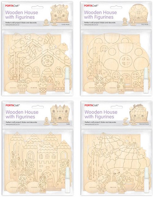 DIY Wooden House With Figurines 1 Pack 4 Assorted (Random Picked) Designs (Product # 179727)