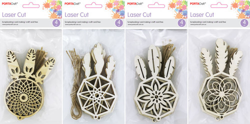 Dreamcatcher Wooden 10cm 4 Pack 4 Assorted (Random Picked) Designs (Product # 180228)