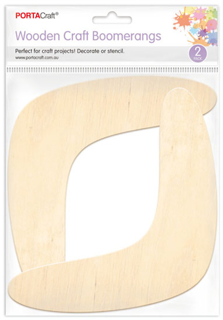 Aussie Wooden Shapes Boomerang 16x21cm 2 Pack (Product # 190401)