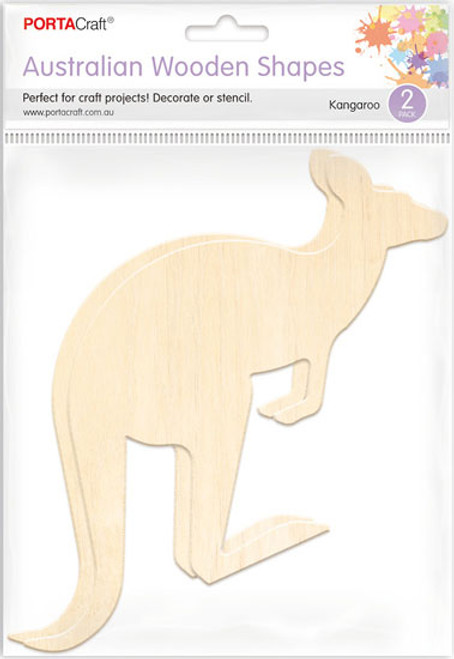 Aussie Wooden Shapes Kangaroo 16x21cm 2 Pack (Product # 191941)