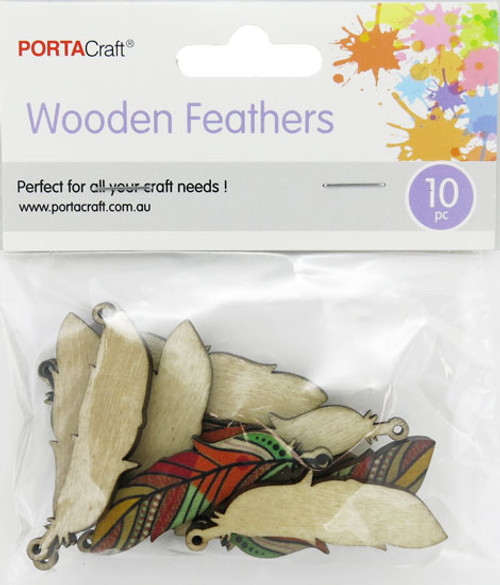 Wooden Feathers 50x15mm 10 Pack (Product # 192528)