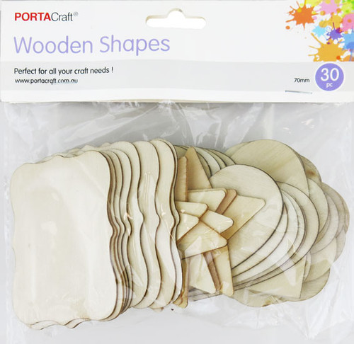 Wooden Shapes 4 Shapes 70x70mm 30 Pack (Product # 192665)