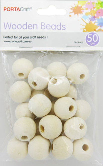 Beads Wooden  18.5mm 50g Natural (Product # 192801)