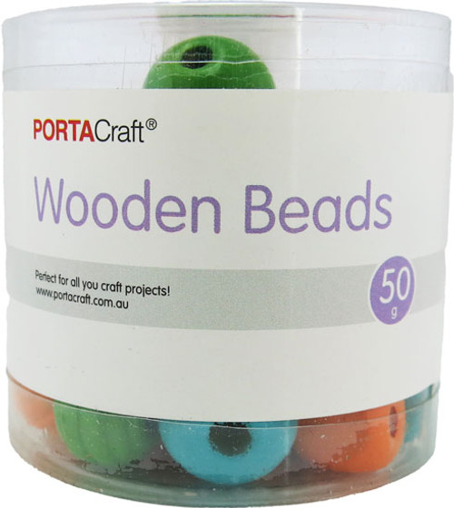 Beads Wooden Tube Assorted Shapes 50g Fluro (Product # 192238)