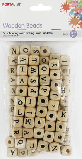 Beads Wooden Alphabet 10mm 102pk (Product # 172377)