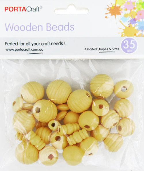 Beads Wooden Assorted Shapes 35g Caramilk (Product # 192832)