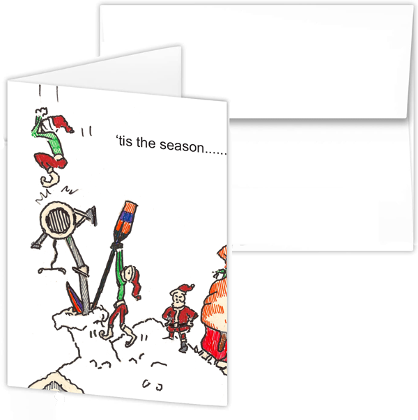 Rowing Holiday Card Santa Erg List