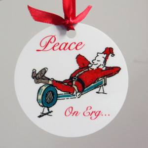 Rowing holiday ornament - Peace on erg - Santa on rowing machine Rowing holiday ornament - Peace on erg - Santa on rowing machine