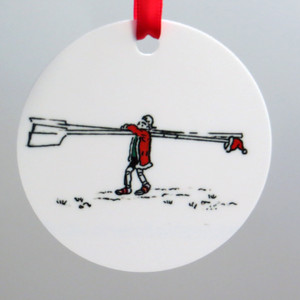 Ornament-Rower with oars, rowing Santa PEP cartoon Ornament-Rower with oars, rowing Santa PEP cartoon
