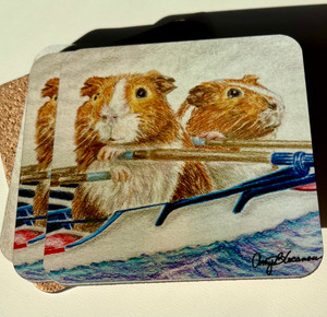 Rowing guinea pig coaster set artist Amy Coconour Rowing guinea pig coaster set artist Amy Coconour