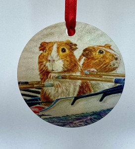 rowing holiday ornament with original art guinea pigs in double scull rowing holiday ornament with original art guinea pigs in double scull