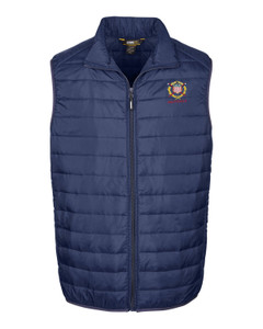 Men's Packable Puffer vest in navy embroidered with USRowing Referee Crest