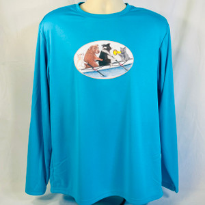 Lightweight performance hoodie with image of a cat and dogs in a rowing boat Lightweight performance hoodie with image of a cat and dogs in a rowing boat