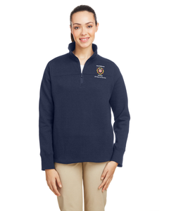 Ladies' navy Nautica Quart-zip pullover embroidered with USRowing Referee logo and years of service recognition Ladies' navy Nautica Quart-zip pullover embroidered with USRowing Referee logo and years of service recognition